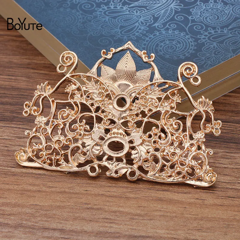 

BoYuTe (5 Pieces/Lot) Metal Alloy 74*52MM Flower Materials Hand Made DIY Retro Court Hair Jewelry Accessories