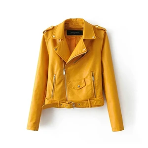 Осенняя короткая куртка из искусственной кожи, Женская Базовая куртка, модная мягкая мотоциклетная куртка на молнии из искусственной кожи, женское уличное пальто, 2020