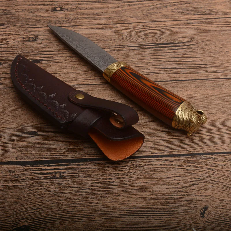 Hawk Damascus Fixed нож с лезвием эбонитовый карманный инструмент для кемпинга охоты