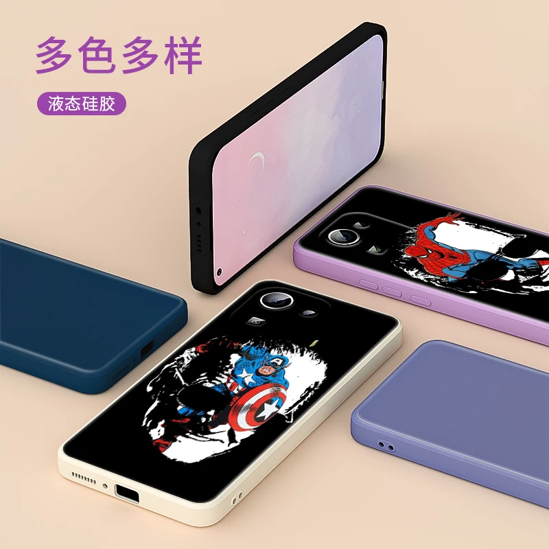 

Marvel Avengers Hero For Xiaomi 11 Ultra 11T 10T 10 9SE 8SE CC9 A3 Pro Youth 5G Liquid Silicone Soft Cover Phone Case