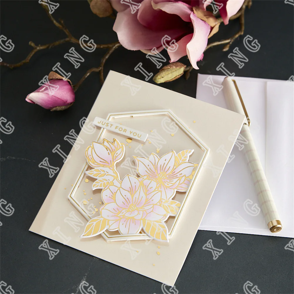 Магнолия мерцающие цветы Новые Ремесла штампы вырезанные Горячая фольга