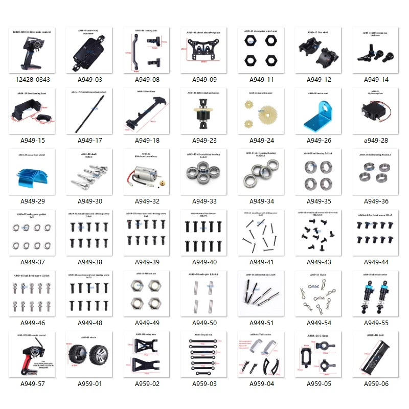 

WLtoys A959-A 1/18 RC car spare parts Plastic remote control gearbox cover second floor screw bearing car shell tire plastic