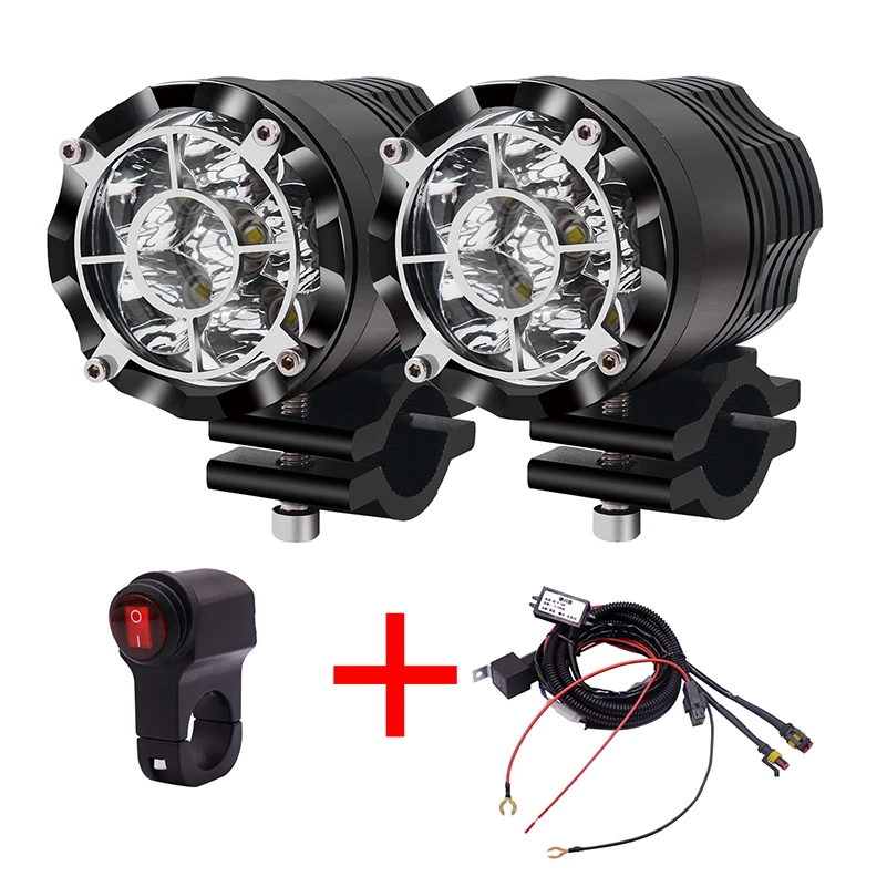 Водонепроницаемые светодиодные фары для мотоцикла, 6 светодиодов, 12 В, 6000K, противотуманные фары для вождения, внешние аксессуары для мотоцикла, лампа для рук
