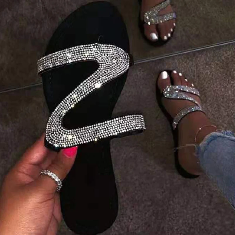 Сандалии для женщин Bling Shoes летние женские босоножки на плоской подошве модные