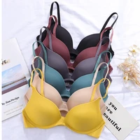 womens underwear solid simple without steel ring gathering bras sexy woman bra smooth double breasted seamless underwear