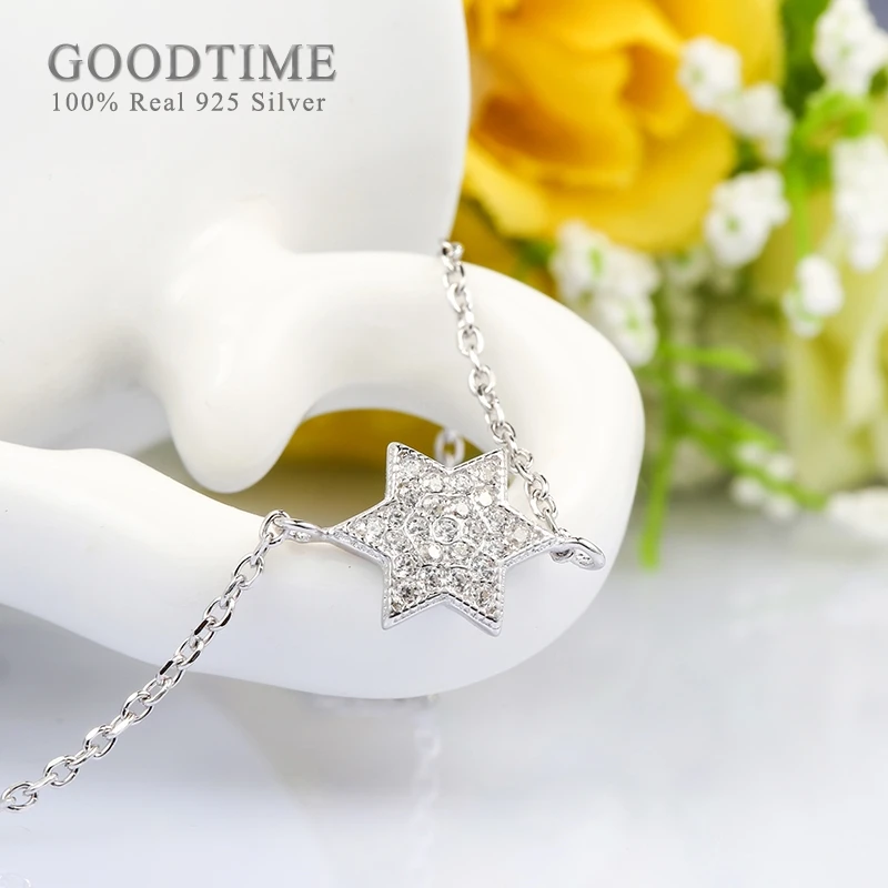 

Simple Bracelet For Women Pure 925 Sterling Silver Star Zircon Charm Bracelet Wristband Jewelry Accessories Gift For Girl