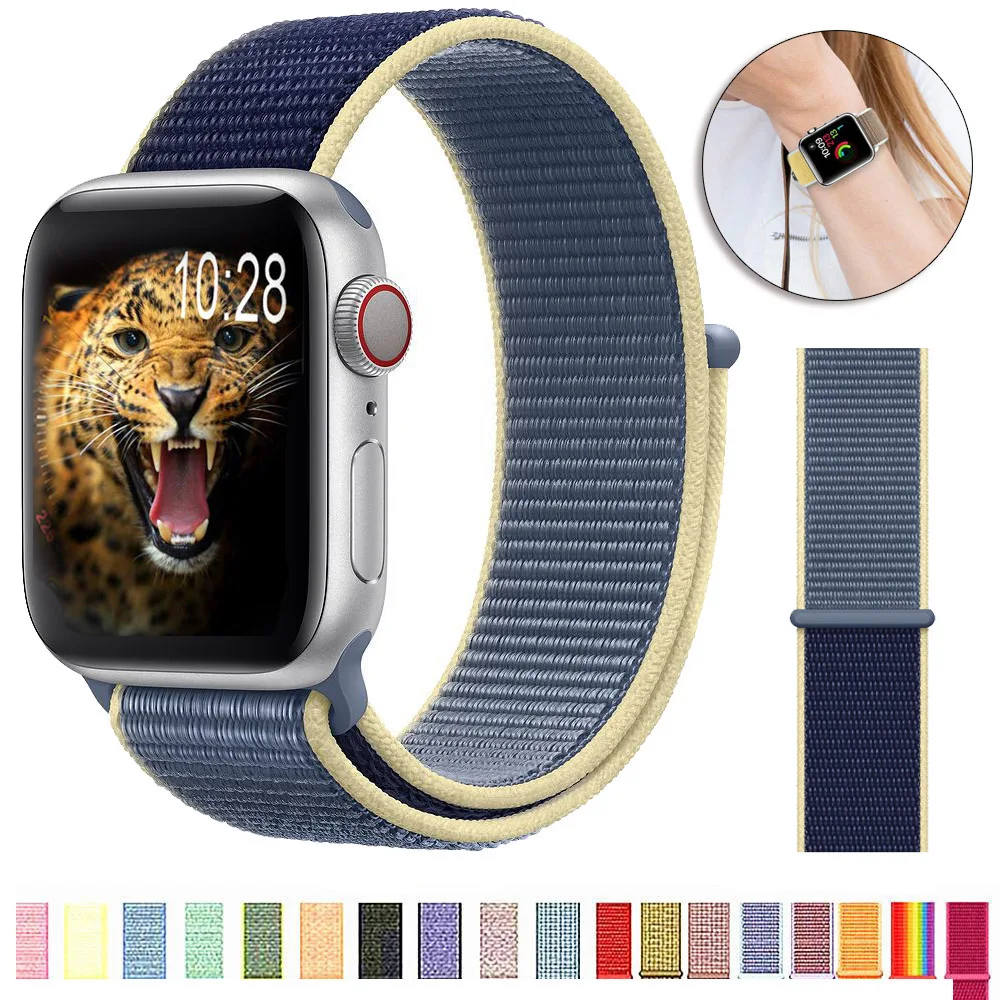 Дышащая повязка для apple Watch Series 4 3/2/1 полосы 38 мм 42 мм нейлоновая мягкая сменная Спортивная петля для iwatch 4 3 2 1 40 мм 44 мм