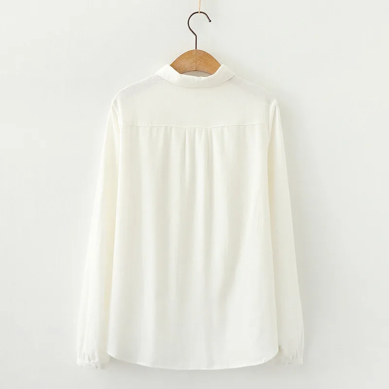 Белые рубашки женские блузки и топы 100% хлопок с длинным рукавом свободная