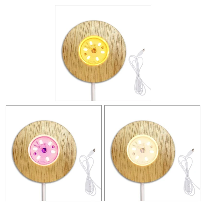 

Solid Wood 3D Night Light Base Crystal Ball LED Display Base Art Ornament for Christmas Birthday Gifts