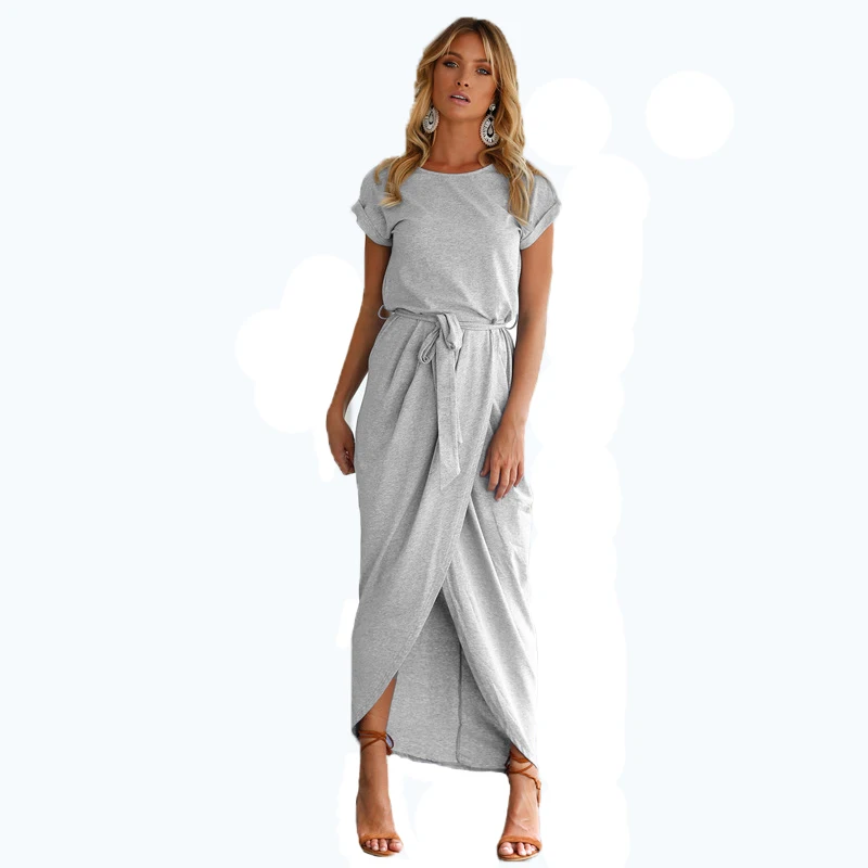 Long Dress Brand Women Summer Style Harajuku Vestidos De Festa Casual Solid Robe Vetement Femme Clothing Fashion 2020 Tops | Женская