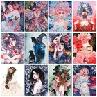 Картина по номерам GATYZTORY 60x75 см, фигурка девушки цветка, ручная роспись маслом, холст для раскрашивания, Декор для дома, уникальный подарок