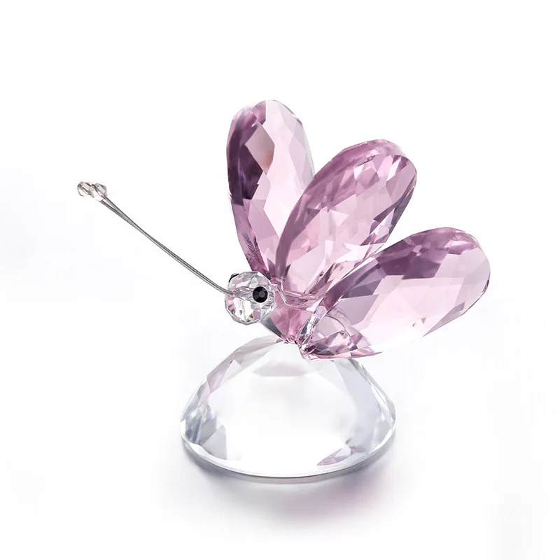 Crystal Butterfly Craft Glass Animal Figurines Miniatures Garden Fairy Ornament Home Decor Wedding Gift Paperweight