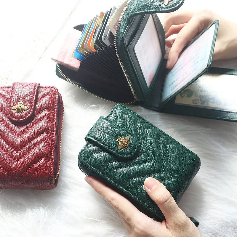 

Дизайнерские Брендовые женские кошельки, визитница из натуральной кожи, Обложка для водительского удостоверения, складной выдвижной держатель для карт на молнии с RFID