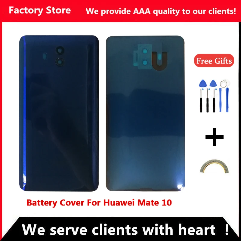 Фото Крышка батарейного отсека качества AAA для Huawei Mate 10 стеклянная задняя крышка
