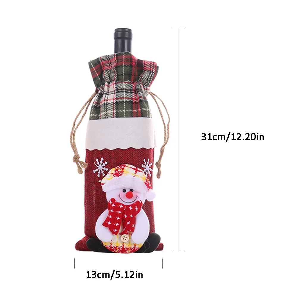 Рождественские винные бутылки крышка шампанского красное вино сумка для