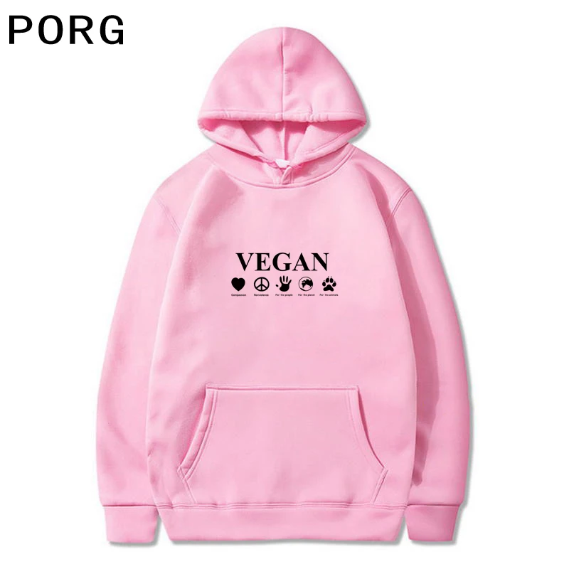 Go Vegan Hoodie Women Fashion Graphic Cute 3d Kawaii Pullover Hipster Women Sweetshirts Pullover