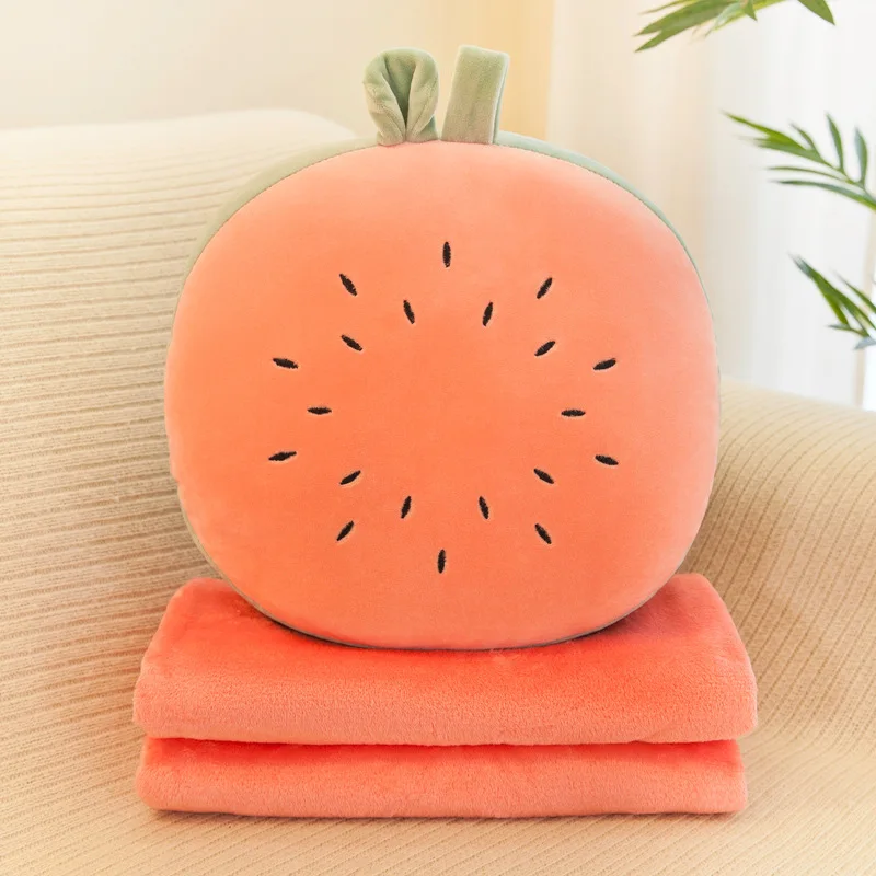 watermelon Мультфильм фрукты форма подушки плюшевые игрушки Творческий 3 в 1 клубника морковь ананас кактус кондиционер одеяло теплая рука одеяло - Цвет: watermelon