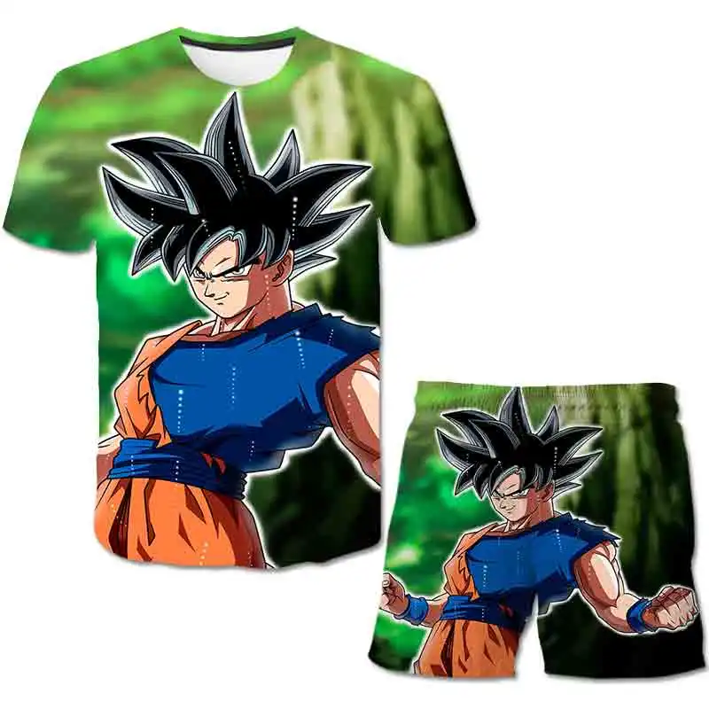 

Summer Kids Sets 3D Cartoon Japanese Anime Boys Short Sleeve T Shirt Suit Children Fashion Individuality Printing Cool Boy Sets