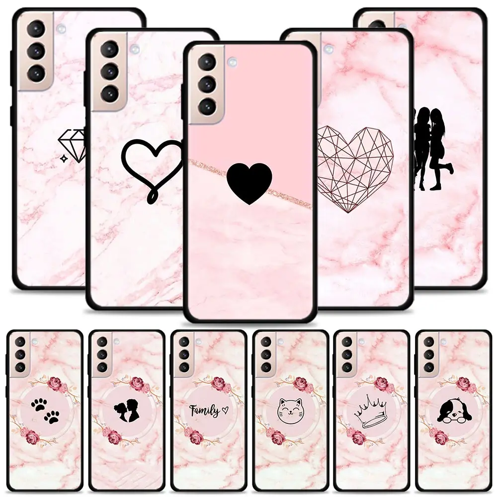

Pink marble flower Phone Shell For Samsung Galaxy S21 S20 S10 S9 S8 Plus Ultra 5G S10Lite S10E S7Edge S20 S21 FE Soft Cover Case