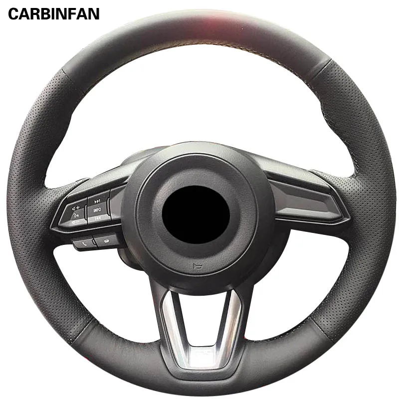 Black Leather Hand-stitched Car Steering Wheel Cover For Mazda 3 CX-5 2017 CX-9 2016 | Автомобили и мотоциклы