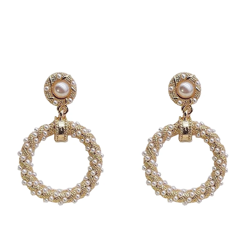 

Retro Circle Earrings 2020 Trend Pearl Water Drop Earrings Long Earrings Fashionable and Versatile Earrings Classic Jewelry