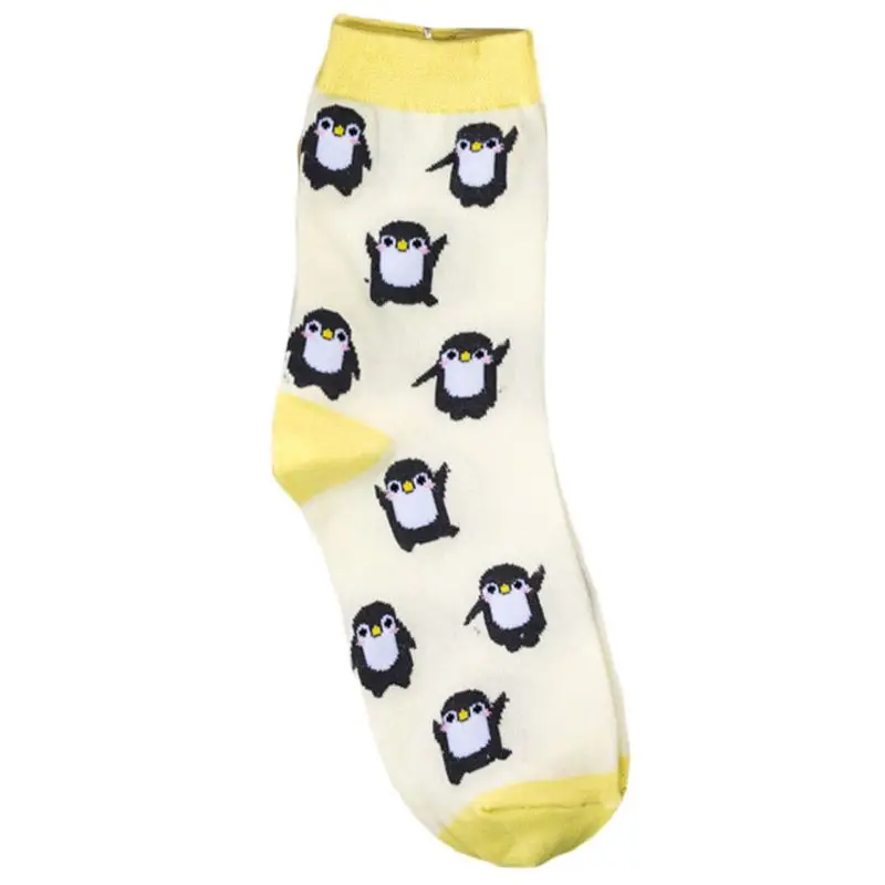 Женские зимние Мультяшные Пингвины для девочек длинные носки с круглым вырезом