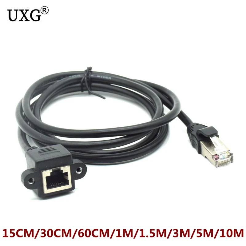 5M 10M 8Pin RJ45 Cable Male M to F Female Screw Panel Mount Ethernet LAN Network 8 Pin Extension Short Cable 0.3m 60cm 1m 3m