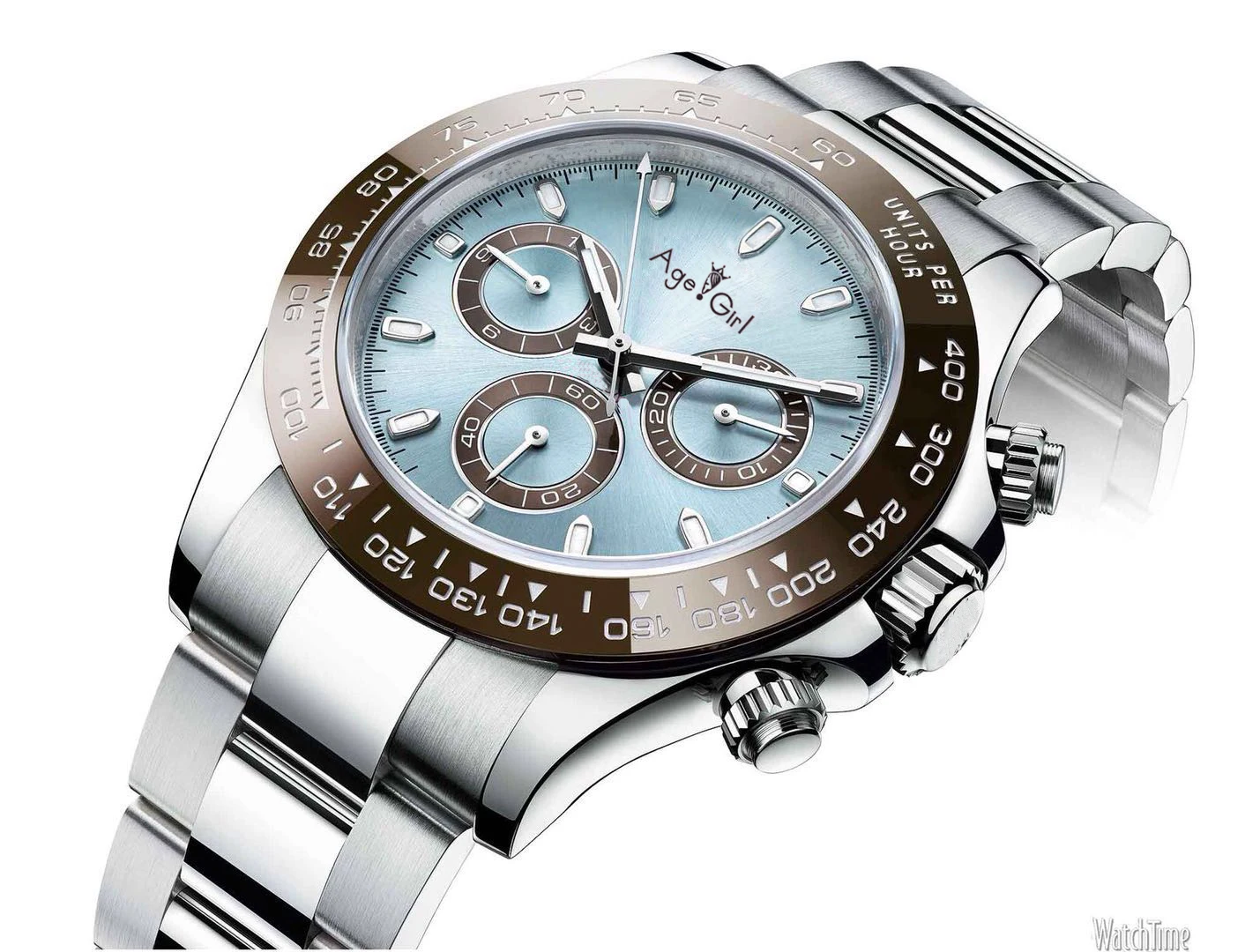 

Classic New Men Automatic Mechanical Watches Sky Blue Platinum Stainless Steel Sapphire Black Bezel Watch AAA+