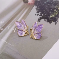 lats vintage french palace oil painting style stud earring purple butterfly earrings for women 2020 kolczyki fashion jewelry