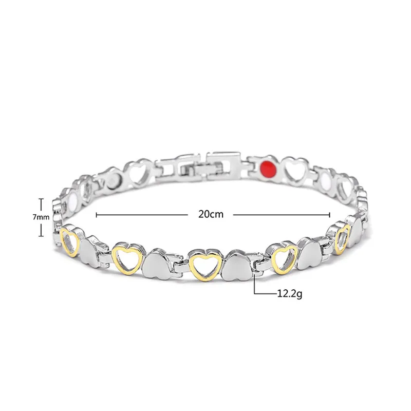 

Heart Shape Health Magnetic Bracelet For Women Anti-radiation Care Stainless Steel Bracelets & Bangles with Health Germanium