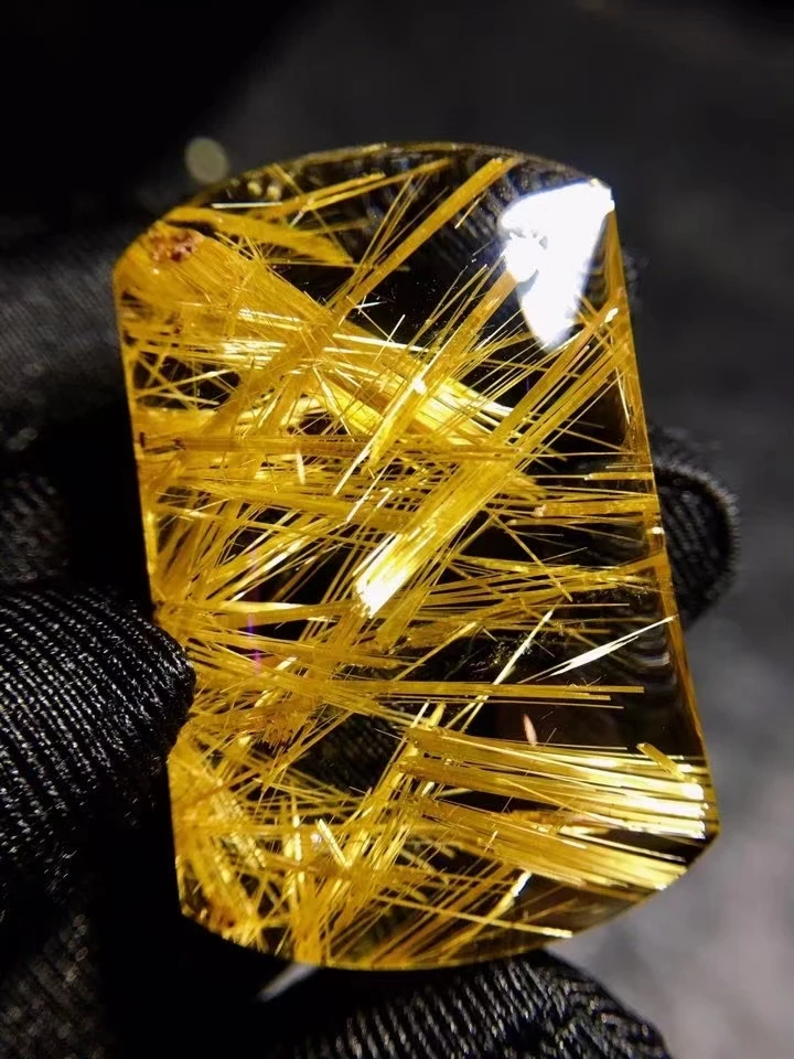 

Genuine Natural Gold Rutilated Quartz Rectangle Pendant 40*26*12mm Gemstone Brazil Wealthy Women Men Big Jewelry AAAAAA