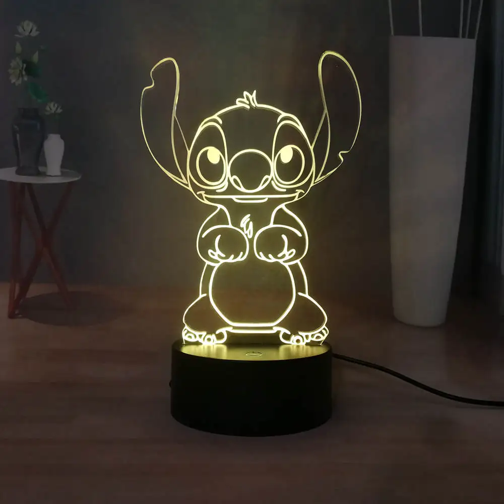 Светодиодный ночник с милым стежком акриловый RGB многоцветный USB 3D иллюзия ночной