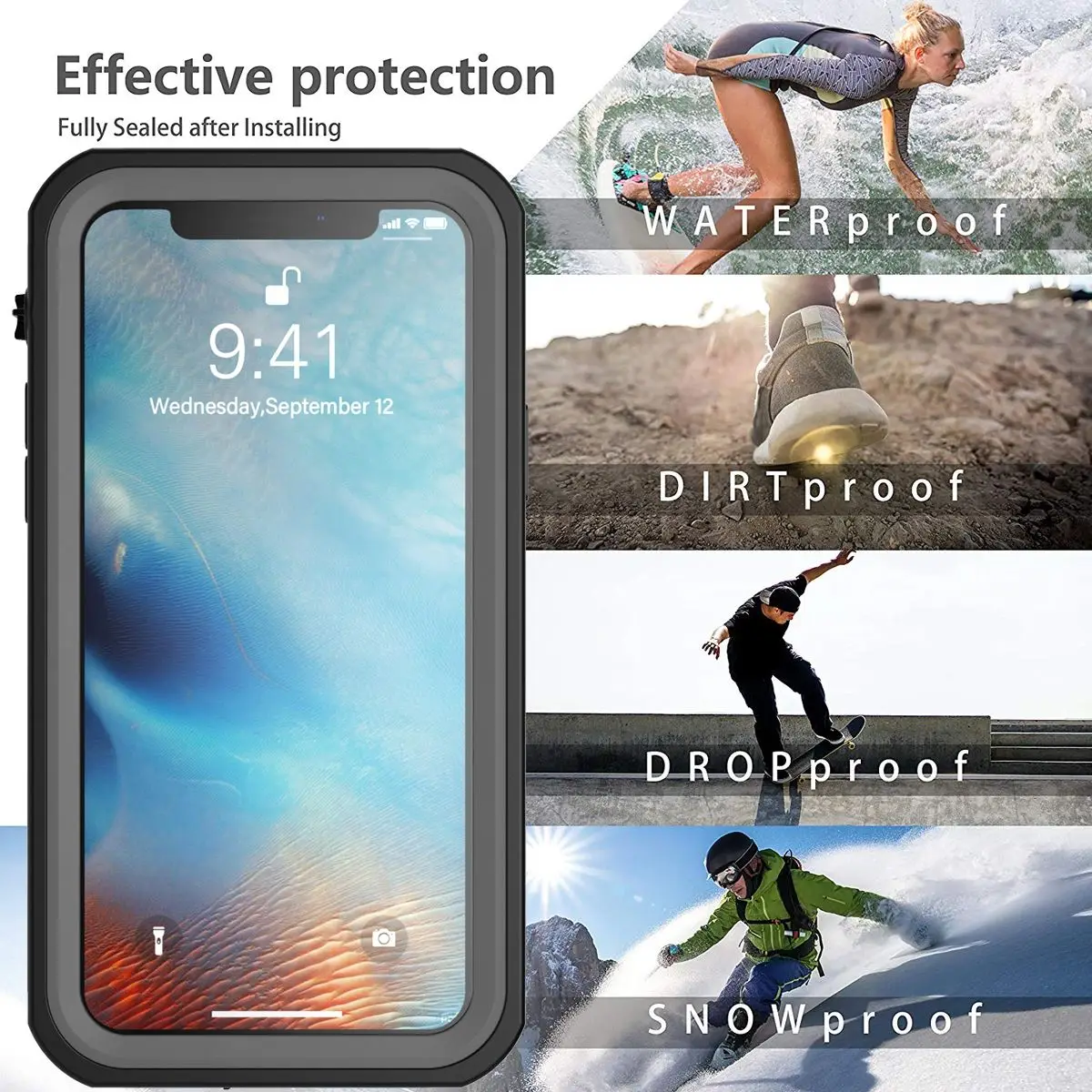 Для iPhone 11 Pro Max Чехол IP68 водонепроницаемый 360 градусов Защита спортивный подводный