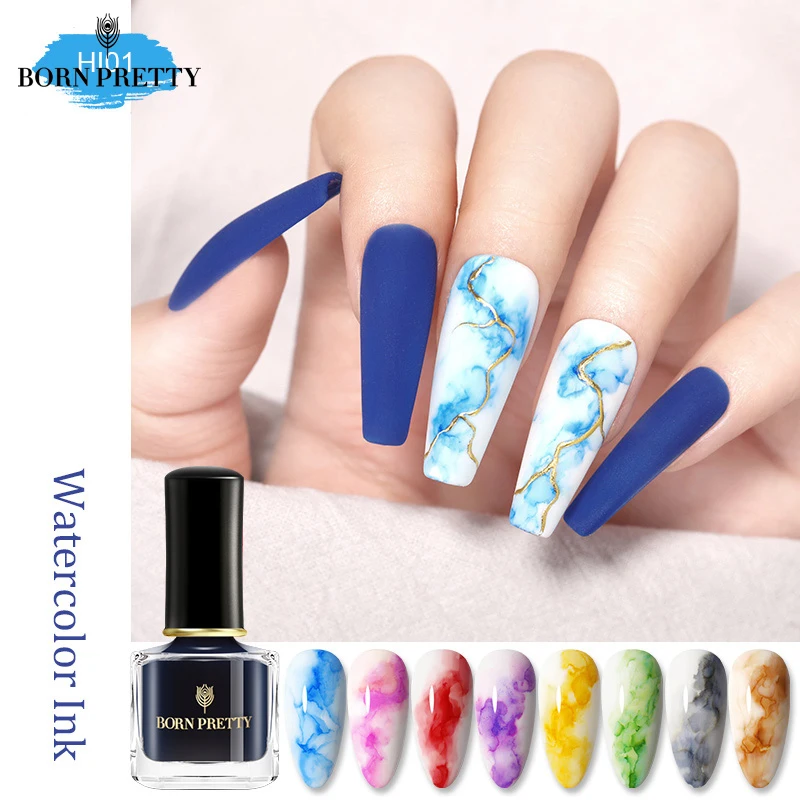 

BORN PRETTY Watercolor Nail Polish 7ml Gradient Ink Nagellack Blue Purple Nail Art Varnish DIY Manicuring Design