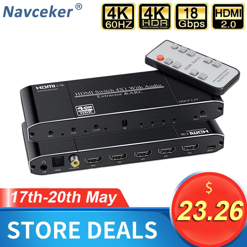 Мини 4K HDMI переключатель 2x1 2 0 4x1 HDR аудио экстрактор с ИК управлением ARC для PS4 Apple TV