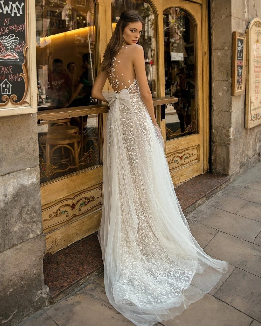 Vivian's Bridal Необычные кружевные аппликации летнее пляжное свадебное платье Милая Фея Иллюзия сетка бант пояса А-силуэт Бохо свадебное платье