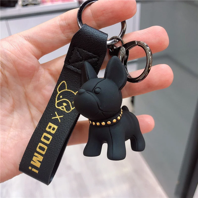 French Bulldog Keychain Resin Animal Dog Keyring Holder Bag Charm Trinket Car Key Ring Chain Couple Pendant Jewelry | Украшения и