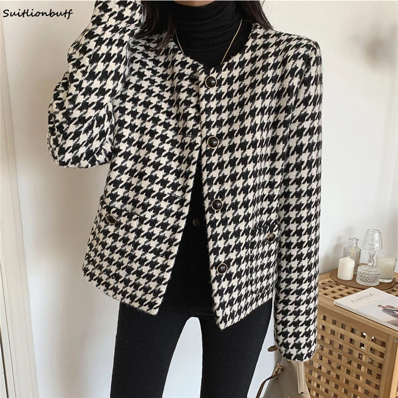 

Женское Короткое шерстяное пальто с круглым вырезом, длинным рукавом