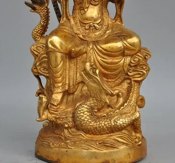 Старый китайский буддистский Бронзовый свинка сидеть Дракон Гуань Инь богиня