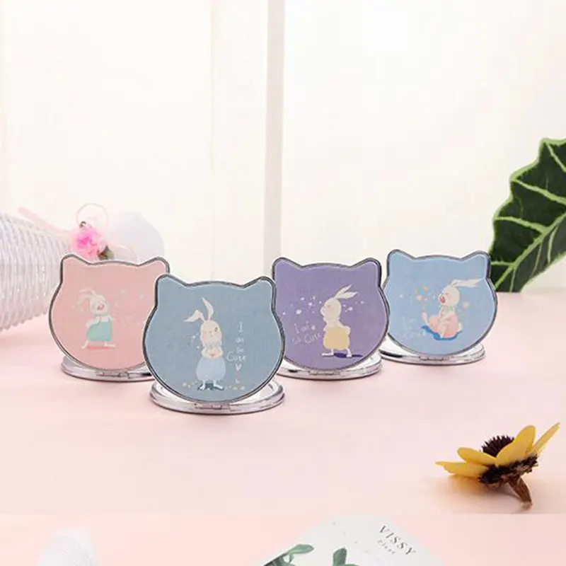 Мини зеркало карманное в форме кошки кролика косметические зеркала Портативное
