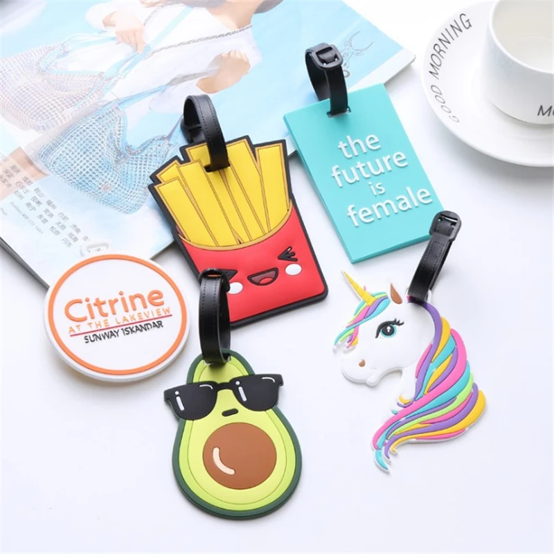 Cartoon Luggage Tags Silica Gel Suitcase ID Address Label Holder Baggage Boarding Tags Travel Accessories