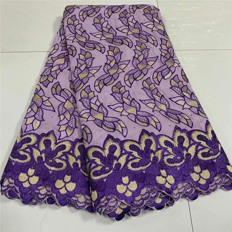 

5yards stones cotton lace fabric 2021 the lates swiss voile lace fabric with stones for clothes sewing fashion style KC12103