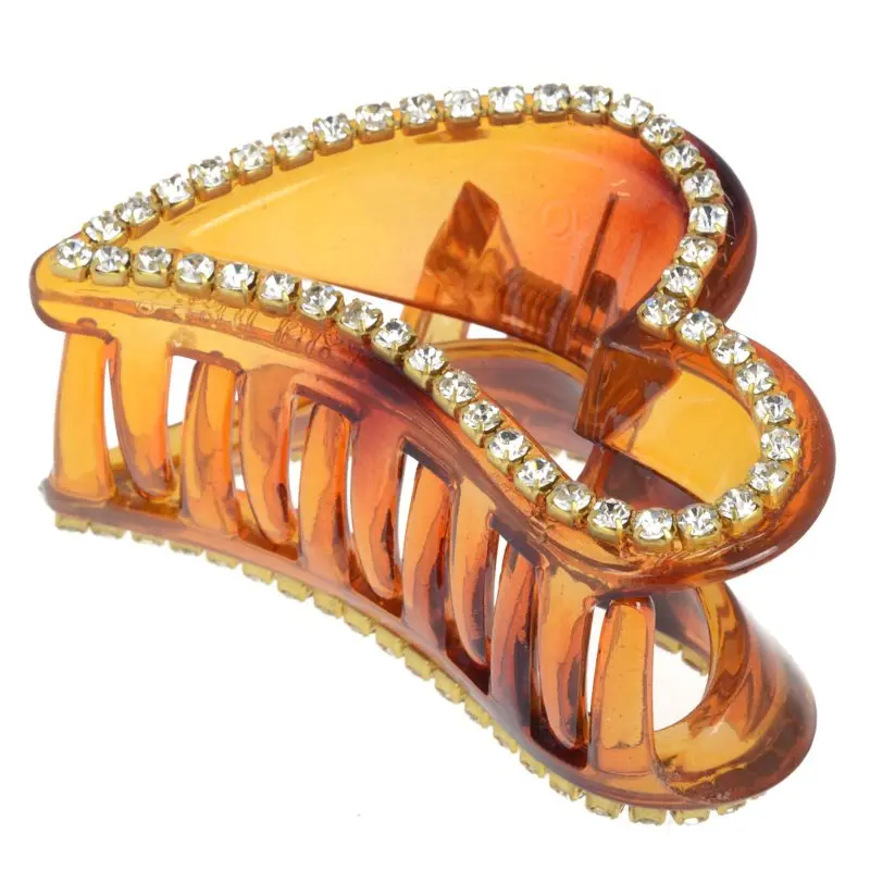 

Lady Heart Shape Crystal Rhinestone Claw Hairpin Hair Clip Hairwear Clamp Women Accessories Black Color Hot Sell Cheap