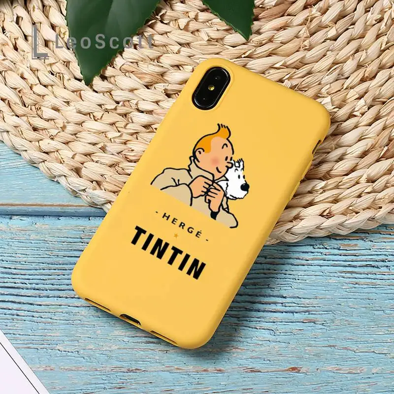 

The Adventures of Tintin Phone Case Yellow Candy Color for iPhone 11 12 mini pro XS MAX 8 7 6 6S Plus X SE 2020 XR