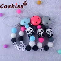 coskiss newest personalized name cartoon panda silicone teething chain infant baby feeding pacifier strap chain molar gift