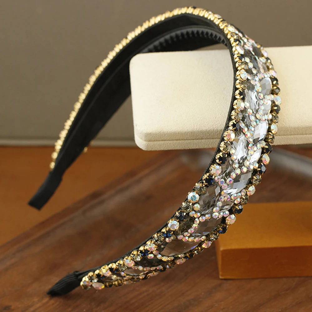 

Korean Fashion Luxury Sparkly Gray Crystal Bridal Hairband Rhinestone Wedding Headband For Women Hair Accessories Jewelry