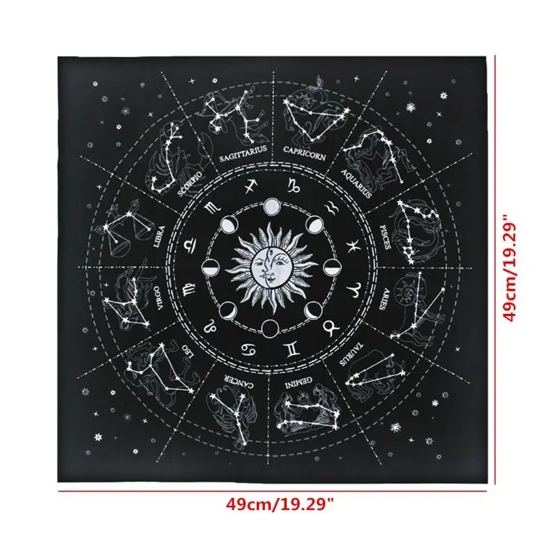 

12 Constellations Tarot Card Tablecloth Velvet Divination Altar Cloth Board Game Fortune Astrology Oracle Card Pad