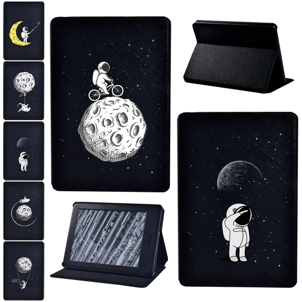 

Tablet Case for Kindle 8th/10th Paperwhite 1 2 3 4 Astronaut Print Series Pattern Funda Pu Leather Shell Cover + Free Stylus