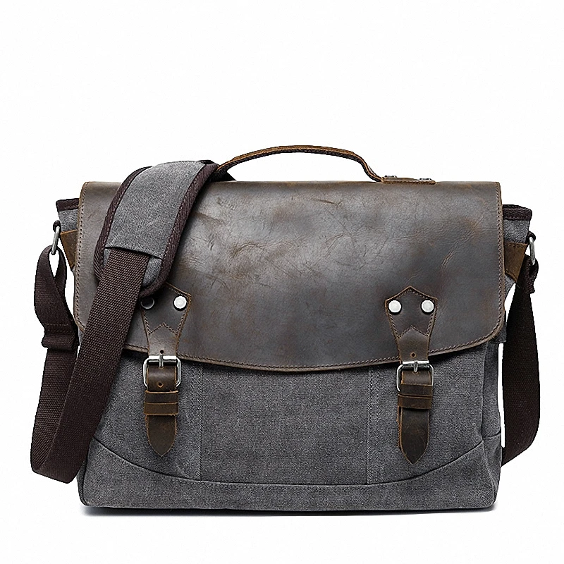 

Jonlily Men's Retro Canvas Shoulder Bag Fashion Male Messenger Crossbody Bag 14 inches Laptop Bag Travel Bag Teens Purse -KG527