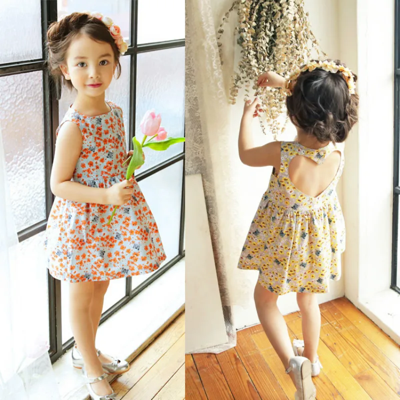

Flower Print Baby Girl Dress Cute Sleeveless Cotton Mini Dresses 2020 Summer Girls Clothes